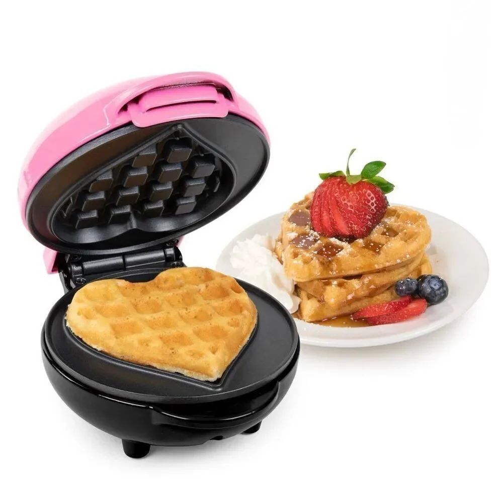 Dash Non-Stick Easy To Clean Mini Waffle Maker Pink Black Small